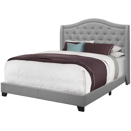 Homeroots 66.5 x 87.5 x 56.5 in. Grey Linen with Chrome Trim Bed, Queen Size 355767